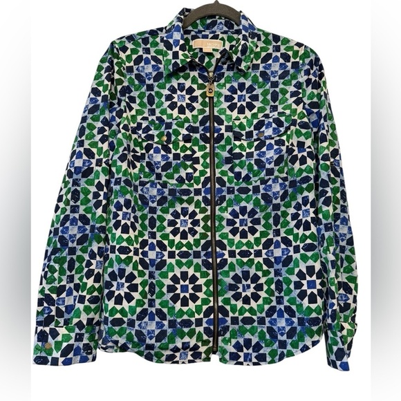 Michael Kors Zip Front Geo Print Shacket M - Picture 1 of 10